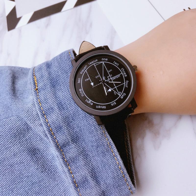 Womens Watch Leather Quartz Mathe Matical Formula Prints