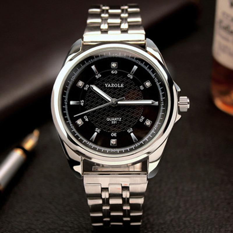 Yazole Men Wrist Watch Top Brand Luxury Famous Steel Belt Male Clock