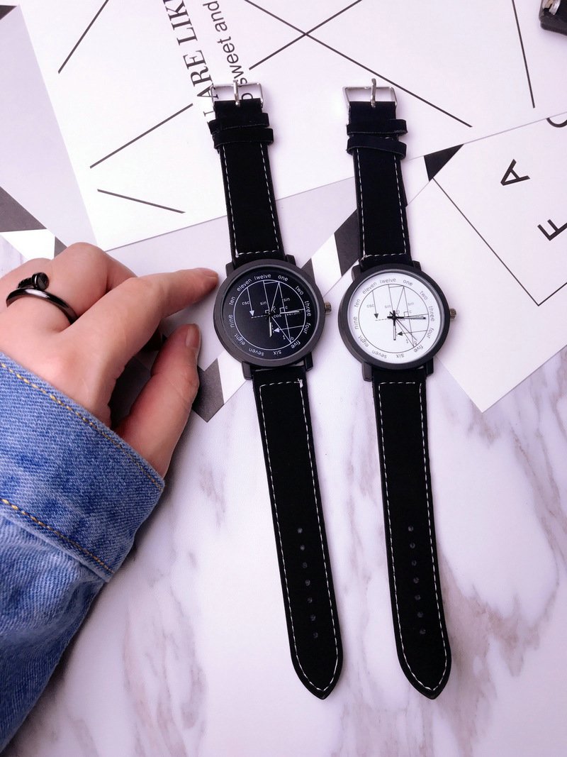 Womens Watch Leather Quartz Mathe Matical Formula Prints