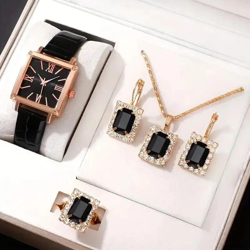 4Pcs/Set Women Fashion Quartz Watch Jewelry Set