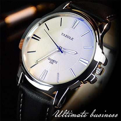 YAZOLE Brand Fashion Men Dress Watches Leather Strap Casual Watch