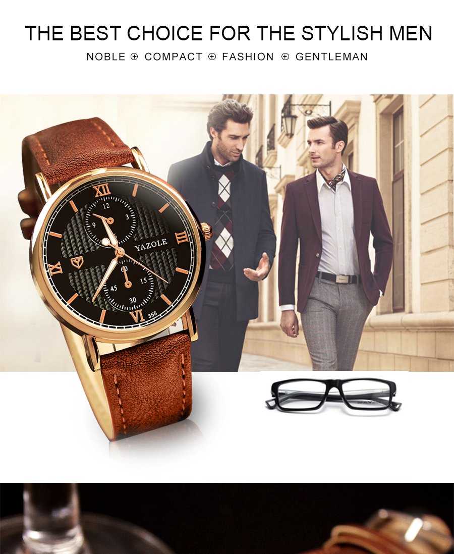 Yazole Luminous Men's WatchTime Luxury Top Brand Business Male Wristwatch Leisure Leather Quartz Watch