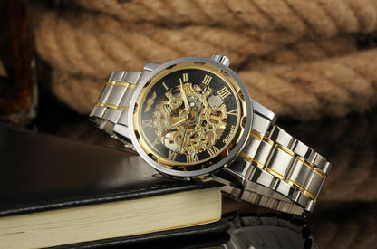 Winner Classic Mechanical Men Watch Stainless Steel Skeleton Luxury Automatic Wristwatch