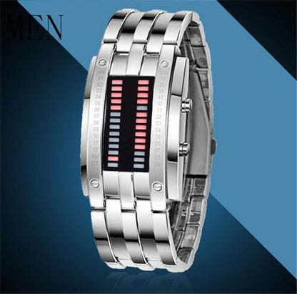 Creative Digital Watch Full Steel Binary Wrist Watch Women LED Electronic Sport Watches