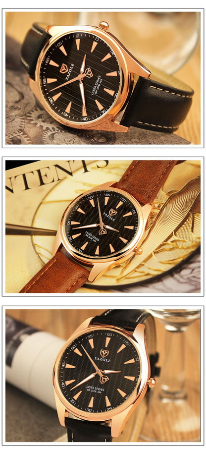 Yazole Men Watches Fashion Unique Designer Quartz Watch Business Gentle Clock