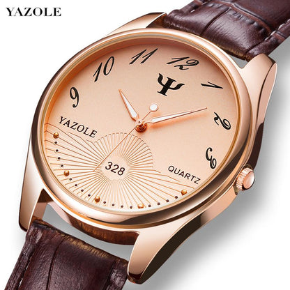 Yazole Watch Business Belt Men's Watch Unique Leisure Leather Watches Fashion Luminous Quartz Watch