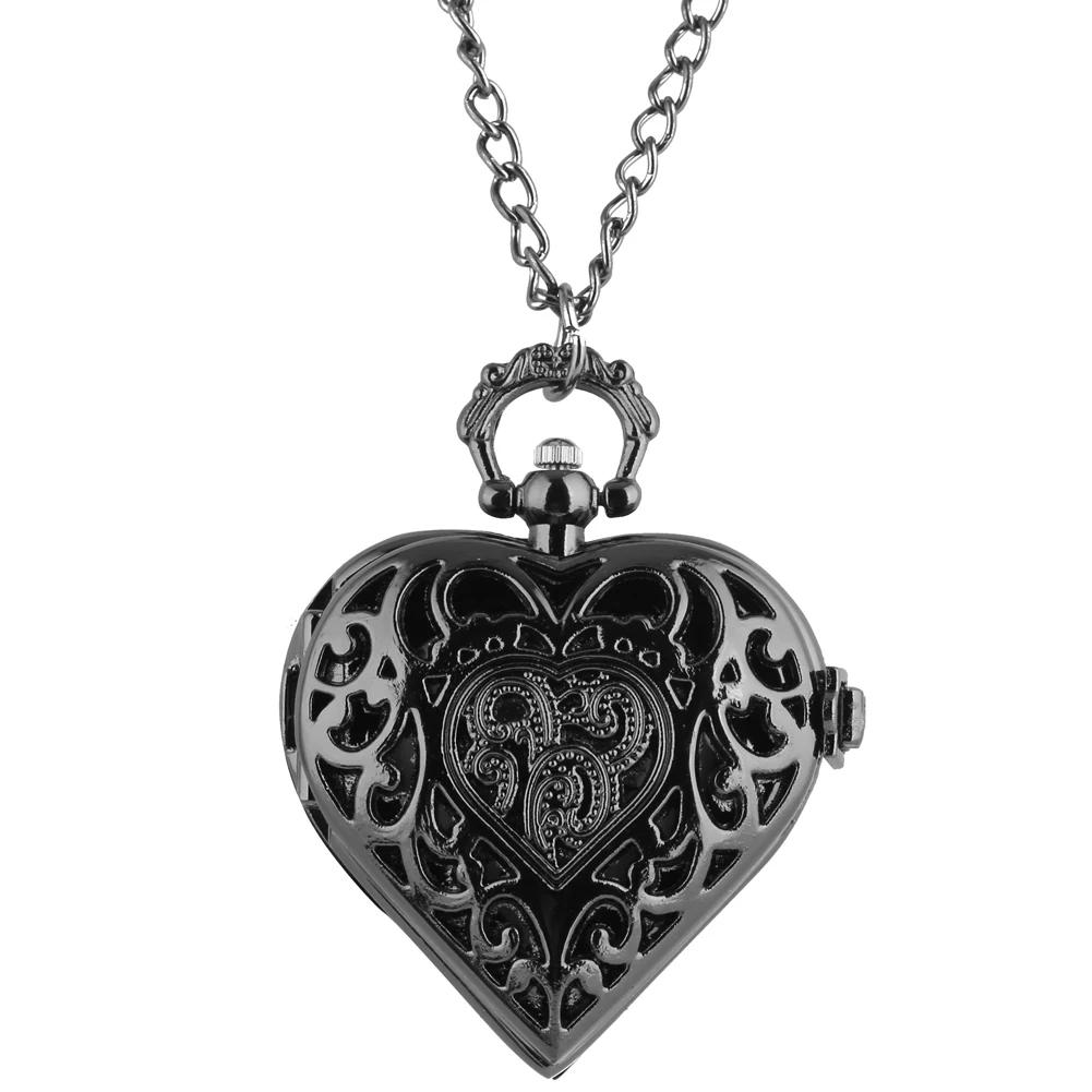 Stylish romantic heart-shaped diamond pocket watch