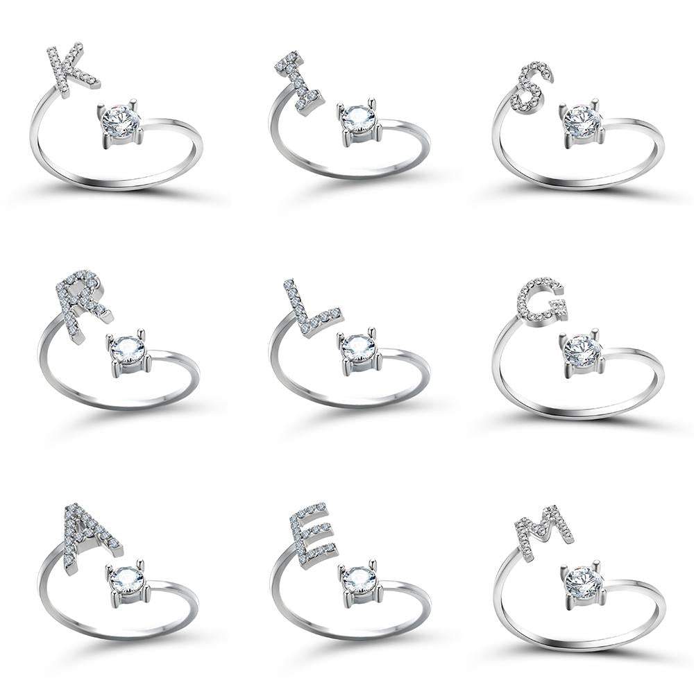 A-Z 26 Letters Adjustable Opening Rings