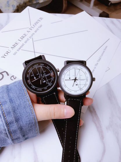 Womens Watch Leather Quartz Mathe Matical Formula Prints