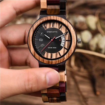 DODO DEER Fashion Men's Calendar Digital Wooden Sports Watch