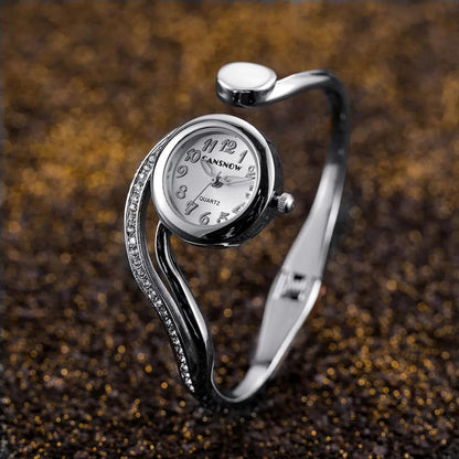 Women Stainless Steel Quartz Bracelet Wristwatch