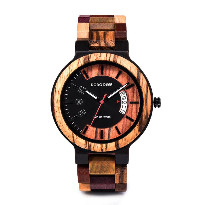 DODO DEER Fashion Men's Calendar Digital Wooden Sports Watch