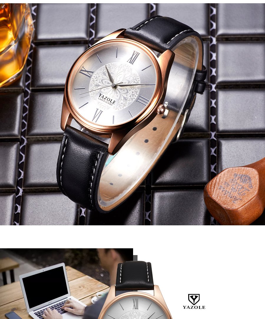 YAZOLE Top Brand Luxury Fashion Business Men's Watch Leather Clock