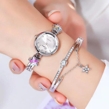 Women's Watches Star Bracelet Set Luxury Ladies Wristwatch Gift Steel Quartz Watch For Woman Rhinestone Clock New zegarek damski