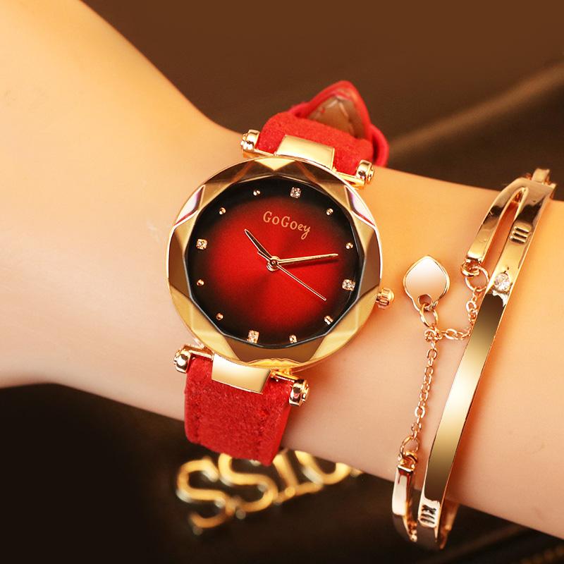 Women Watches Gogoey Top Brand Leather Ladies Watch