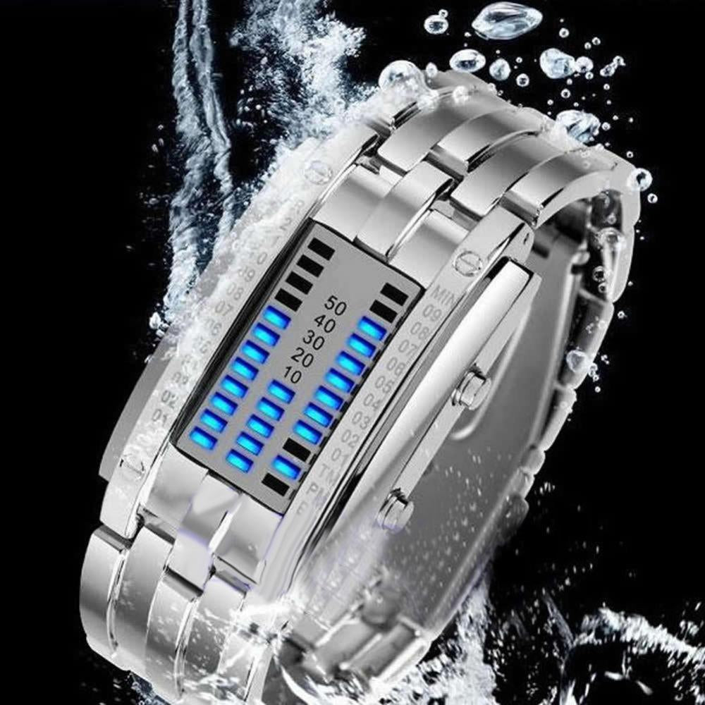 Creative Digital Watch Full Steel Binary Wrist Watch Women LED Electronic Sport Watches