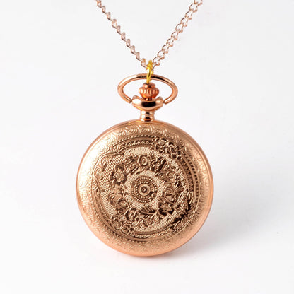 Vintage Rose Gold Flower Pattern Nostalgic Large Pocket Watch Ll3691