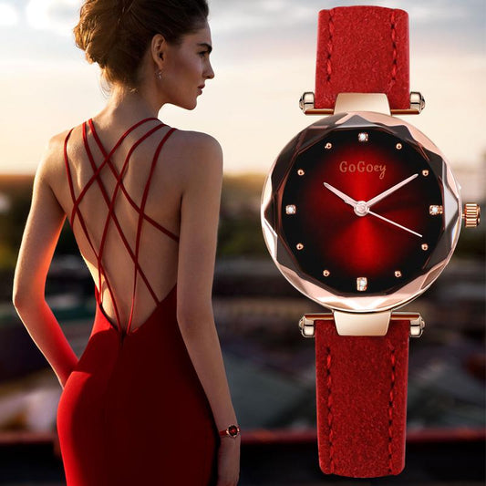 Women Watches Gogoey Top Brand Leather Ladies Watch