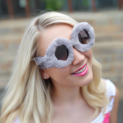 Women's Fashion Round Frame Plush Sunglasses