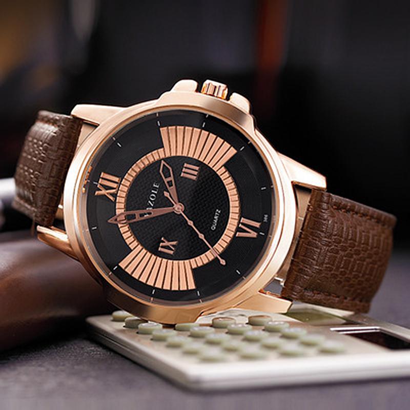 Yazole Luxury Business Male Clock Quartz-wristwatch Leisure Leather Watch