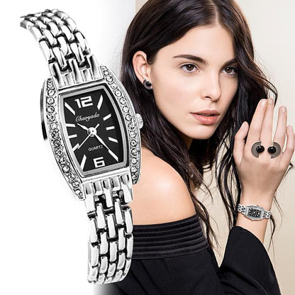 Women Rhinestone Quartz Watches Stainless Steel Wristwatches