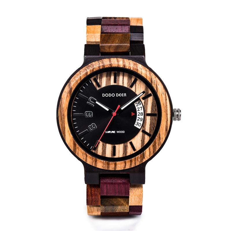 DODO DEER Fashion Men's Calendar Digital Wooden Sports Watch