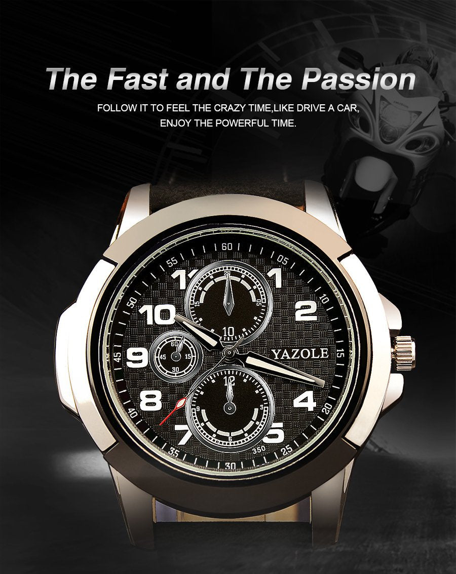 Yazole Top Brand Luxury Famous Male Clock Quartz Watch Leather Quartz-watch