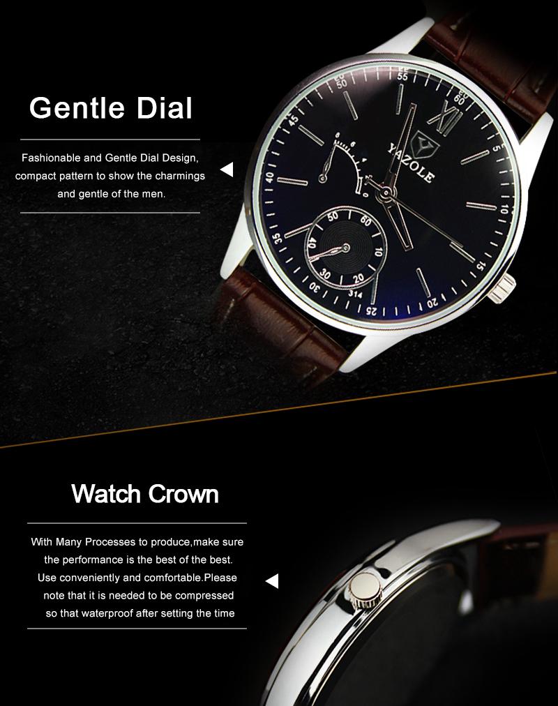 Yazole Watch Business Belt Men's Fashion Designer Quartz Watch Unique Leisure Leather Watches