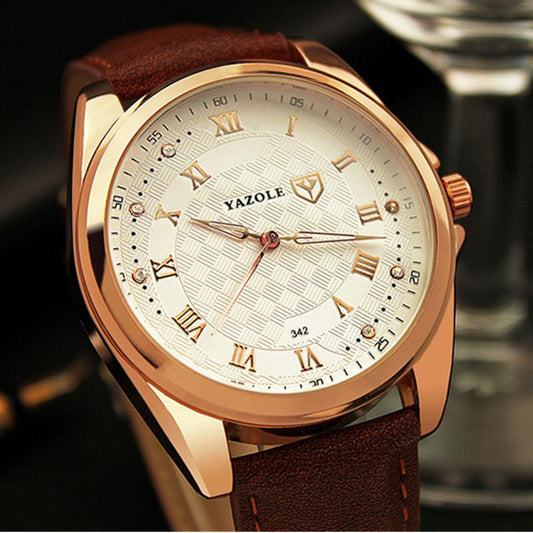 YAZOLE Men's Watch Fashion Sport Leather Band Watch Quartz