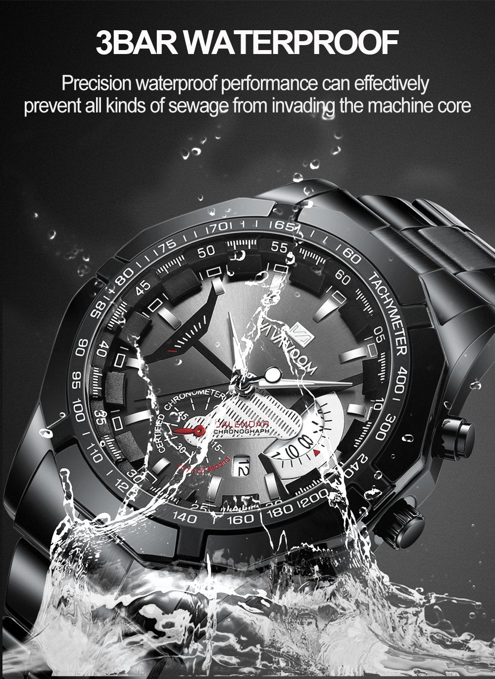 Watches Men Sport Stainless Steel Band Waterproof Casual Outdoor Luxury Quartz Watch