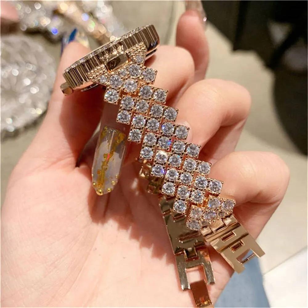 Women Steel Rhinestone Bracelet Watches Set