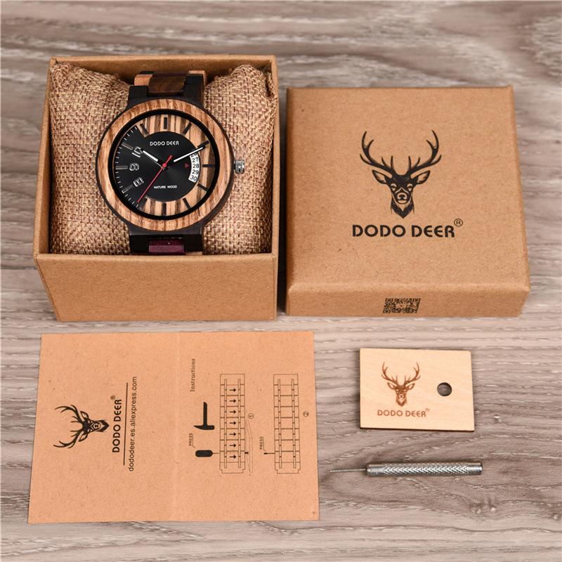 DODO DEER Fashion Men's Calendar Digital Wooden Sports Watch