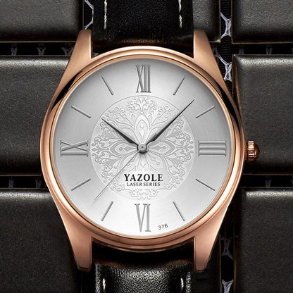 YAZOLE Top Brand Luxury Fashion Business Men's Watch Leather Clock