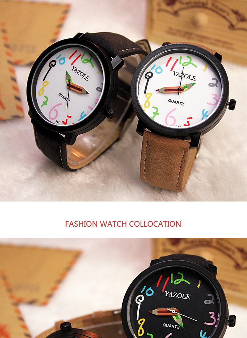 Yazole Watch Korean Version of The Big Dial Female Students Watch Couple Quartz Watches