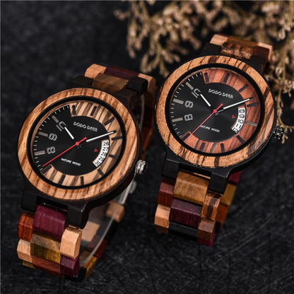 DODO DEER Fashion Men's Calendar Digital Wooden Sports Watch