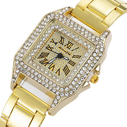 Women Watch Rhinestone Steel Quartz Fashion Wristwatch LLZ14210