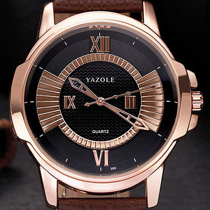 Yazole Luxury Business Male Clock Quartz-wristwatch Leisure Leather Watch