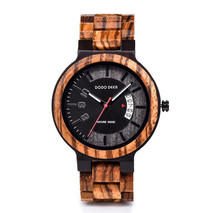 DODO DEER Fashion Men's Calendar Digital Wooden Sports Watch