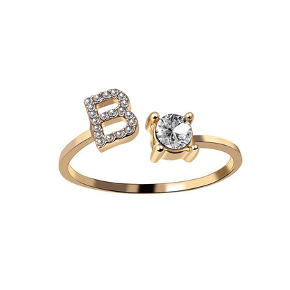 A-Z 26 Letters Adjustable Opening Rings