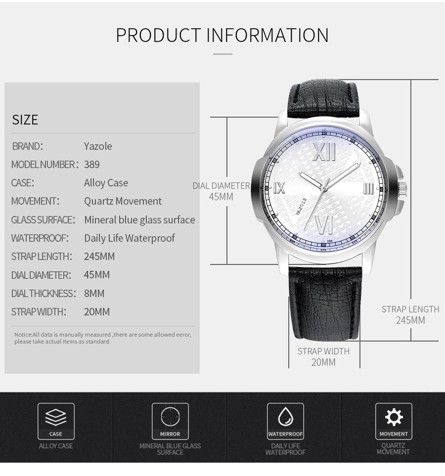 YAZOLE Top Brand Luminous Wrist Watch Fashion Blue Glass Men's Watch Luxury Waterproof Watches