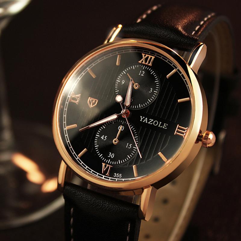 Yazole Luminous Men's WatchTime Luxury Top Brand Business Male Wristwatch Leisure Leather Quartz Watch