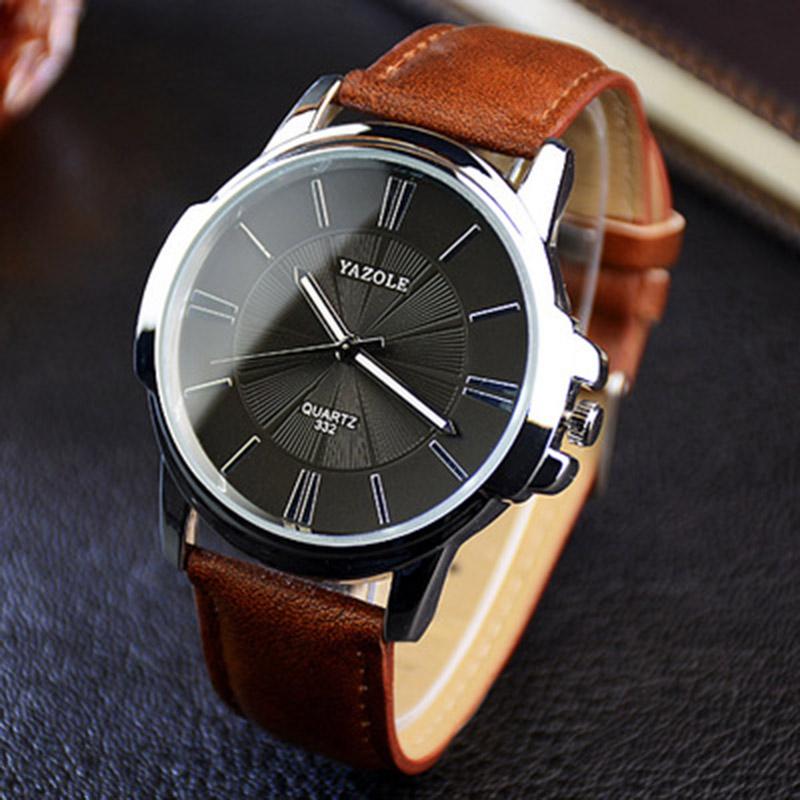 YAZOLE Brand Fashion Men Dress Watches Leather Strap Casual Watch