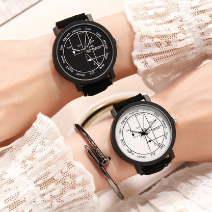 Womens Watch Leather Quartz Mathe Matical Formula Prints