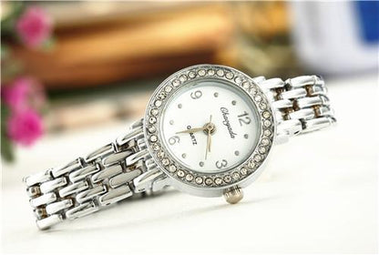 Women Rhinestone Quartz Watches Stainless Steel Wristwatches