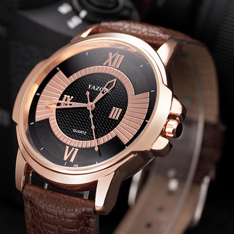 Yazole Luxury Business Male Clock Quartz-wristwatch Leisure Leather Watch