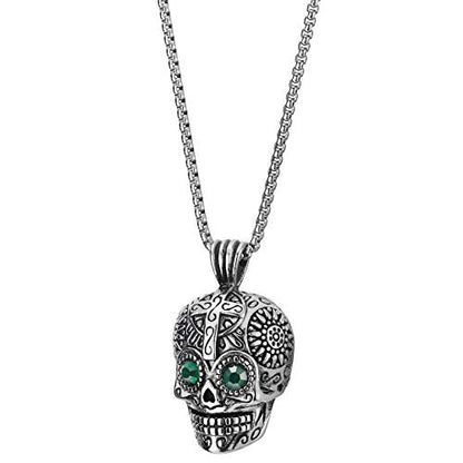 Vintage Sugar Skull Pendant Necklace