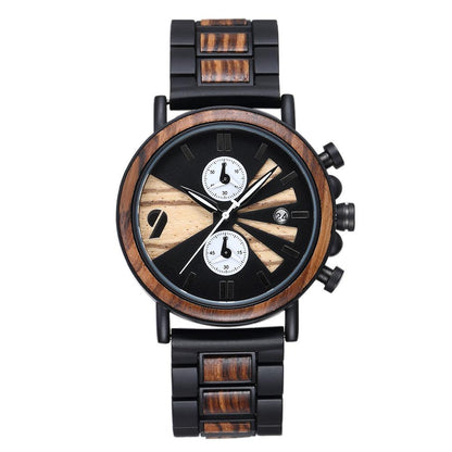 Wood Watch Men's Multifunctional Intermetal Wood Watch Cool Fashion Watch