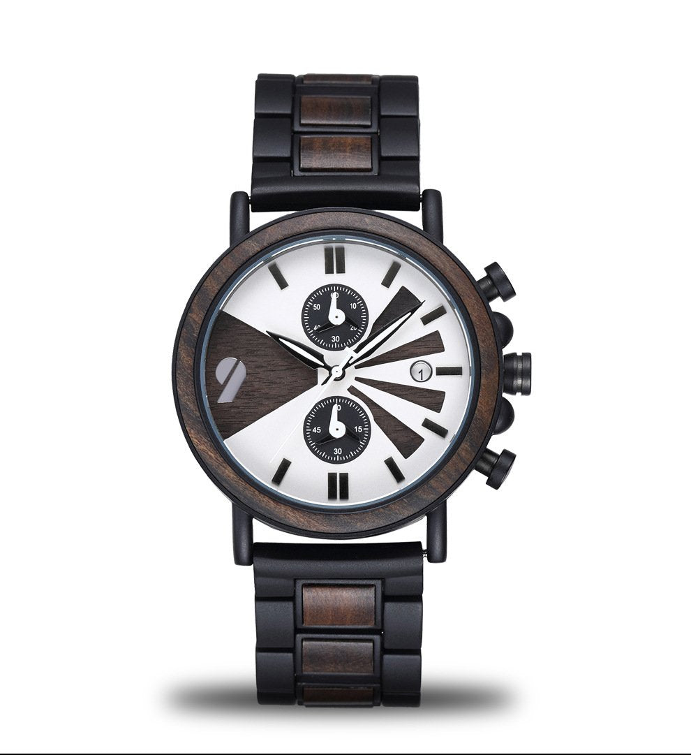 Wood Watch Men's Multifunctional Intermetal Wood Watch Cool Fashion Watch