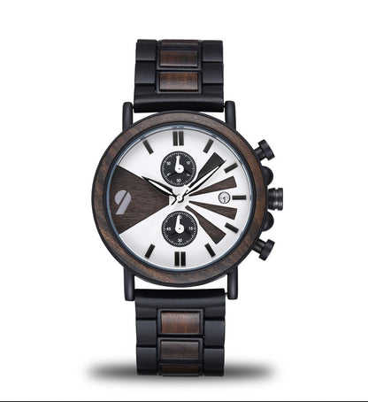 Wood Watch Men's Multifunctional Intermetal Wood Watch Cool Fashion Watch