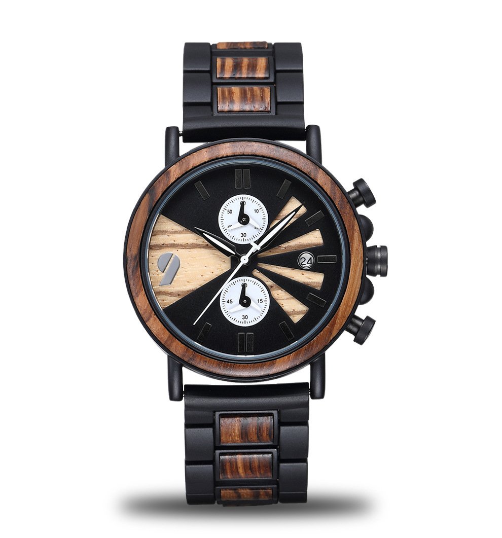 Wood Watch Men's Multifunctional Intermetal Wood Watch Cool Fashion Watch